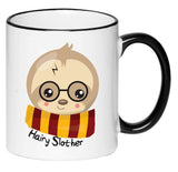 Hairy Slother Funny Cute Adorable Black and White Harry Sloth Coffee Mug