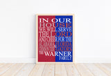 In Our House Alabama Crimson Tide and Florida Gators Personalized Family Name Christian Unframed Print