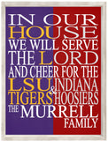 A House Divided LSU Tigers and Indiana Hoosiers Personalized Family Name Christian Print
