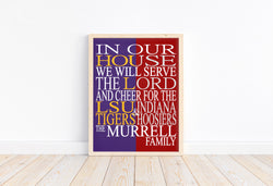 A House Divided LSU Tigers and Indiana Hoosiers Personalized Family Name Christian Print