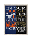 A House Divided - Chicago Bears & New Orleans Saints Personalized Family Name Christian Print