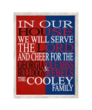 A House Divided Georgia Bulldogs and Ole Miss Personalized Family Name Christian Print