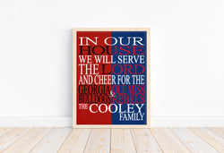 A House Divided Georgia Bulldogs and Ole Miss Personalized Family Name Christian Print