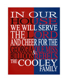 A House Divided Georgia Bulldogs and Ole Miss Personalized Family Name Christian Print
