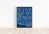 In Our House We Will Serve The Lord And Cheer for The Maine Black Bears Personalized Family Name Christian Print