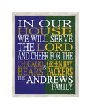 A House Divided Baltimore Ravens & Green Bay Packers Personalized Family Name Christian Print