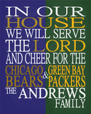 A House Divided Baltimore Ravens & Green Bay Packers Personalized Family Name Christian Print