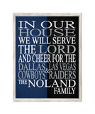 A House Divided Dallas Cowboys & Las Vegas Raiders Personalized Family Name Christian Print