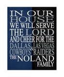 A House Divided Dallas Cowboys & Las Vegas Raiders Personalized Family Name Christian Print