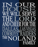 A House Divided Dallas Cowboys & Las Vegas Raiders Personalized Family Name Christian Print