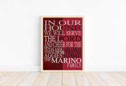 A House Divided - Texas A&M Aggies and Arkansas Razorbacks Personalized Family Name Christian Print