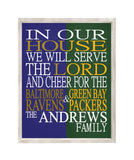 A House Divided Baltimore Ravens and Green Bay Packers Custom Name Christian Print