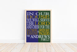 A House Divided Baltimore Ravens and Green Bay Packers Custom Name Christian Print