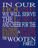 A House Divided Baltimore Ravens and New York Giants Custom Name Christian Print