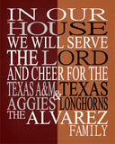 A House Divided Texas A&M Aggies and Texas Longhorns Personalized Family Name Christian Print (Copy)