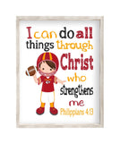 Personalized Kansas City Chiefs Christian Sports Nursery Decor Print - I Can do All Things through Christ who Strengthens Me - Philippians 4:13