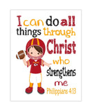 Personalized Kansas City Chiefs Christian Sports Nursery Decor Print - I Can do All Things through Christ who Strengthens Me - Philippians 4:13