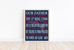 Football Lord's Prayer Our Father who art in Foxborough New England Patriots Christian Unframed Print