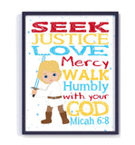 Luke Skywalker Christian Space Wars Nursery Decor Unframed Print Seek Justice Love Mercy Micah 6:8