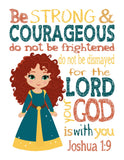 Princess Christian Nursery Decor Set of 4 Unframed Prints Cinderella, Merida, Elena and Belle with Bible Verses