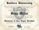 Las Vegas Raiders Ultimate Football Fan Personalized Diploma - 8.5" x 11" Parchment Paper