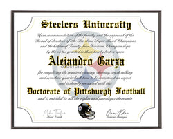 Personalized Pittsburgh Steelers Diploma Wood Plaque for the Ultimate Football Fan