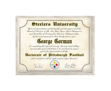 Pittsburgh Steelers Ultimate Football Fan Personalized Diploma - 8.5" x 11" Parchment Paper