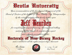 New Jersey Devils Ultimate Hockey Fan Personalized Diploma - Perfect Gift