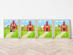 Old MacDonald Had a Farm E I E I O Nursery Decor Wall Art Set of 4 Unframed Prints