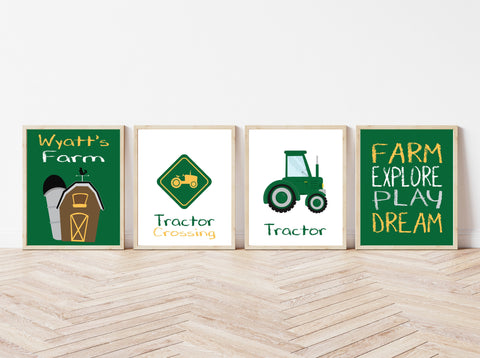 Personalized Farm Nursery Art Set of 4 Prints Farm Explore Play