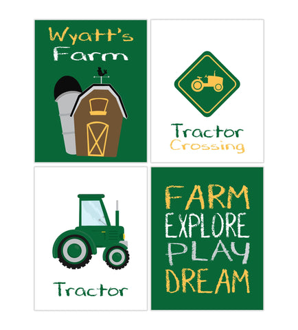 Personalized Farm Nursery Art Set of 4 Prints Farm Explore Play