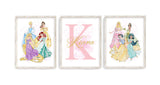 Personalized Princess Wall Art Set of 3 Unframed Prints Custom Name Decor for Girls Bedroom or Nursery