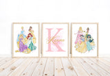 Personalized Princess Wall Art Set of 3 Unframed Prints Custom Name Decor for Girls Bedroom or Nursery
