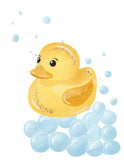 Cute Watercolor Rubber Duckie Baby Duck Blue and Yellow Neutral Decor for Nursery Kid’s Room or Bathroom Art Set of 3 Unframed Prints