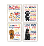 Star Wars Inspirational Nursery Decor Set of 4 Unframed Prints BB8, Chewbacca, Darth Vader and Kylo Ren