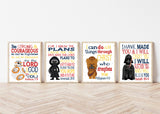 Space Wars Christian Nursery Decor Set of 4 Unframed Prints BB8 Chewbacca Darth Vader and Kylo Ren
