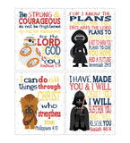 Space Wars Christian Nursery Decor Set of 4 Unframed Prints BB8 Chewbacca Darth Vader and Kylo Ren