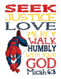 Superhero Christian Nursery Set of 4 Unframed Prints Captain America Hulk Ironman and Spiderman with Bible Verses