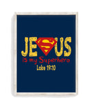 Superman Christian Superhero Nursery Decor Art Print in chalk lettering - Jesus Is My Superhero - Luke 19:10