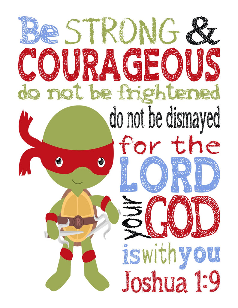 Christian Turtles Nursery Decor Set of 4 Unframed Prints - Raphael, Mi ...