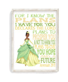 Tiana Princess Christian Nursery Decor Unframed Print - For I Know The Plans I Have For You - Jeremiah 29:11