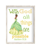 Tiana Christian Nursery Decor Unframed Print With God All Things Are Possible Matthew 19:26