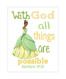 Tiana Christian Nursery Decor Unframed Print With God All Things Are Possible Matthew 19:26