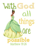 Tiana Christian Nursery Decor Unframed Print With God All Things Are Possible Matthew 19:26
