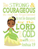 African American Princess Christian Nursery Decor Set of 4 Unframed Prints Ariel, Jasmine, Tiana and Belle