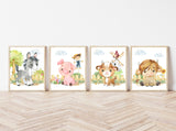 Farm Animal Nursery Little Boys or Girls Room Decor Set of 4 Unframed Prints - Highland Cow, Pig, Horse and Goat
