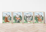 Watercolor Woodland Animals Nursery Set of 4 Unframed Prints, You Are Our Greatest Adventure, Bear Fox and Deer