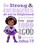 African American Superhero Christian Nursery Set of 4 Printable - Supergirl, Batgirl and Wonder Woman with Bible Verses Instant Download