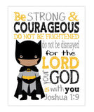 African American Batman Christian Superhero Nursery Decor Unframed Print Be Strong and Courageous Joshua 1:9