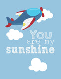 African American Aviation Travel Nursery Art Set of 4 Prints - You Are My Sunshine